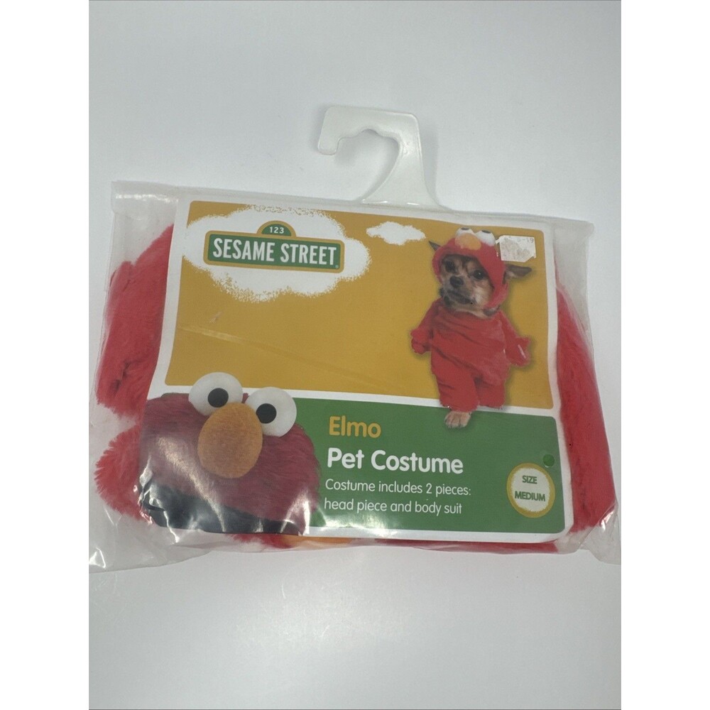 Pet Krewe Sesame Street Elmo Pet Dog Costume MEDIUM NEW cat BodySuit hat 2 piece
